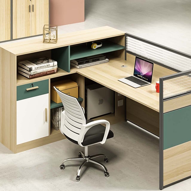 Halvor Wooden Office Table with Cabinet Modern Style. Image height is 400 and width is 400