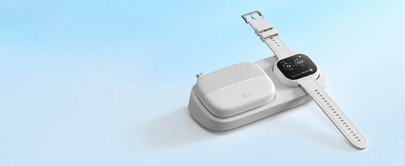 Mobiles Schlafdiagnosesystem von BMC Medical mit tragbarem Monitor und Smartwatch