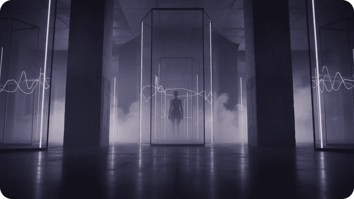 Dramatisches futuristisches Silhouettenbild