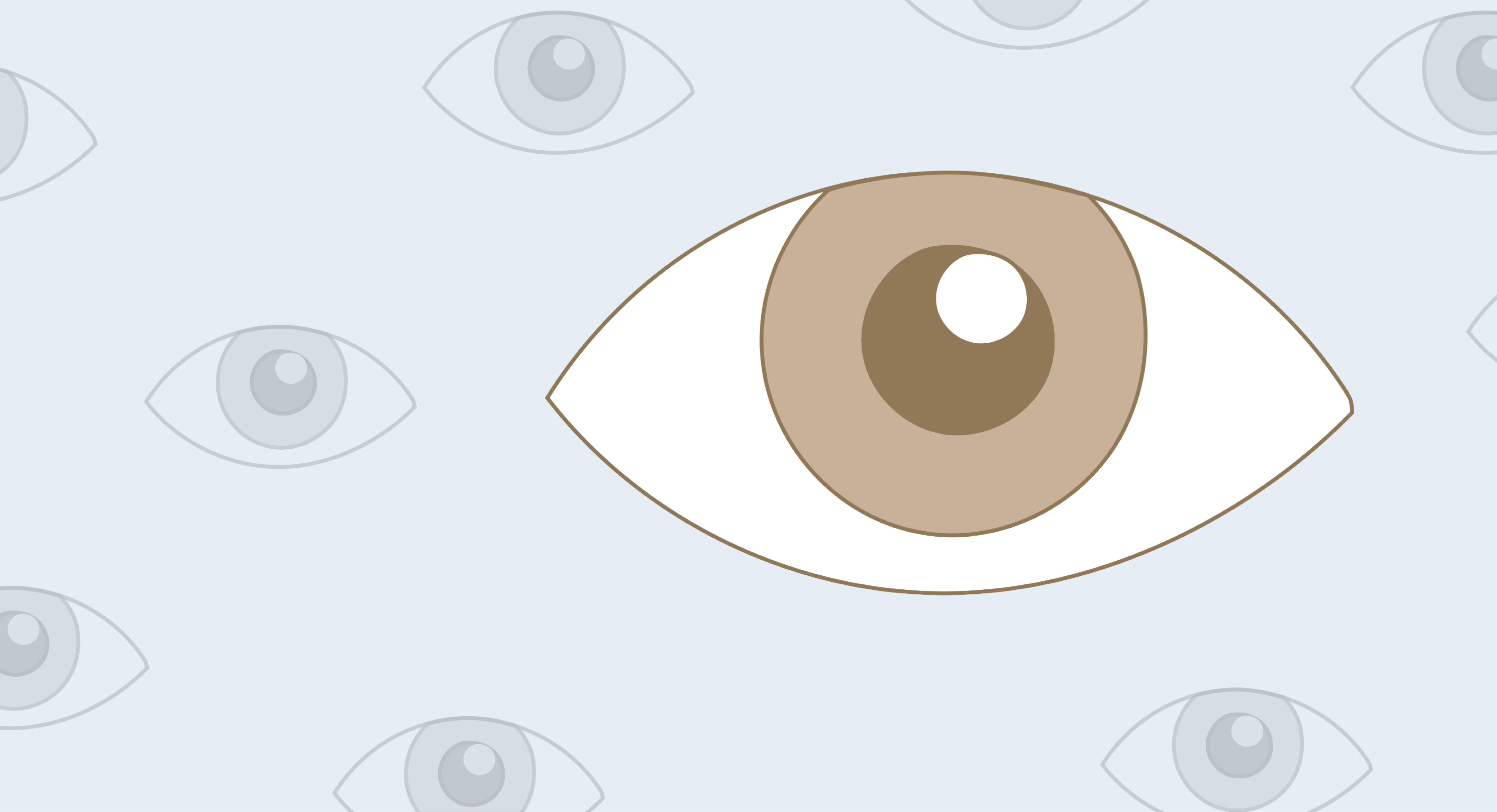 An illustration of a brown eye on a blue background