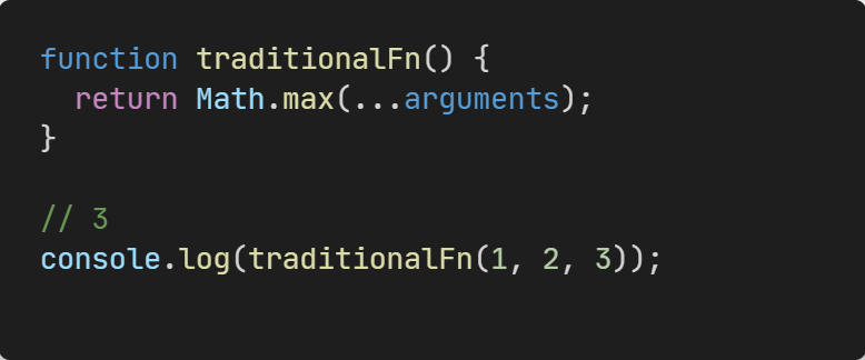 JavaScript traditional function arguments object example showing array-like object usage
