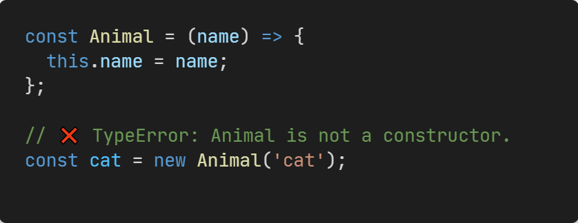 JavaScript arrow function this binding comparison showing traditional function vs arrow function behavior
