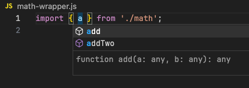 IDE autocomplete comparison showing discoverability differences between default exports and named exports