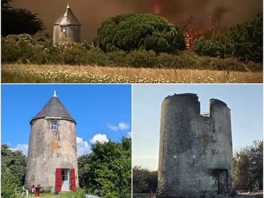 Incendie - Moulin de la Guerche - La Plaine sur Mer