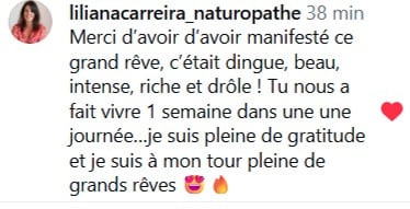 Message d'une participante après Potentiel Illimité