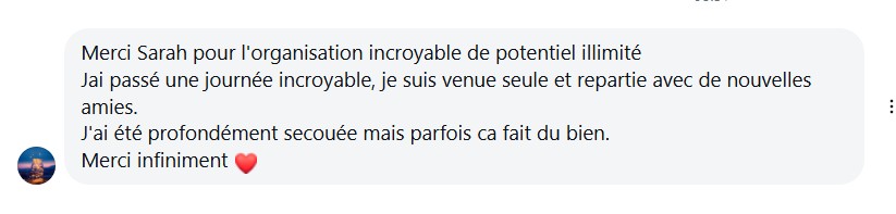 Commentaire d'une participante après Potentiel Illimité