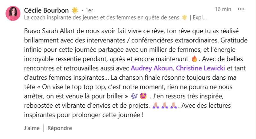 Témoignage écrit d'une participante de Potentiel Illimité