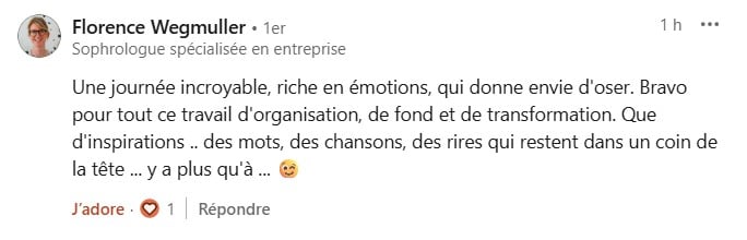 Message d'une participante après Potentiel Illimité