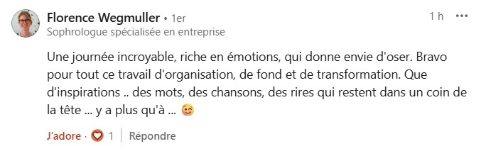 Message d'une participante après Potentiel Illimité