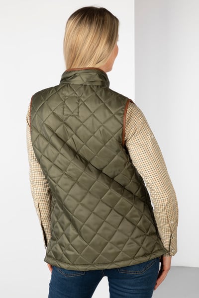 Ladies Country Quilted Waistcoat - Harpham - Olive