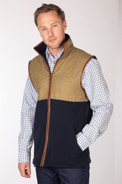Men's Hybrid Country Waistcoat - Harpham - Navy/Skipton