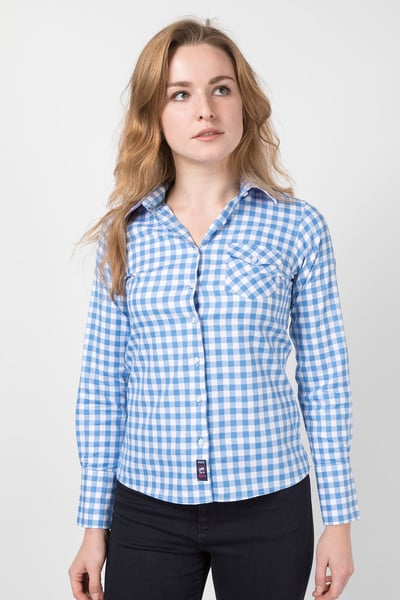 Ladies Hannah Country Check Shirt - Holly - Holly Blue