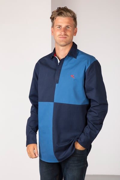 Men's Quartered Deck Shirt - Ganton - Navy/Blue