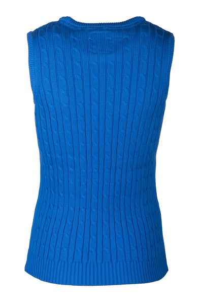 Ladies Crew Neck Cable Knit Vest - Emma - Colbalt