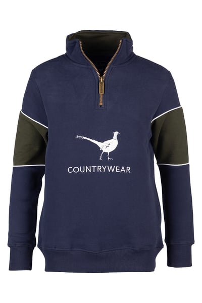Jungen-Sweatshirt mit Viertelreißverschluss - Byland - Fasanen-Marine
