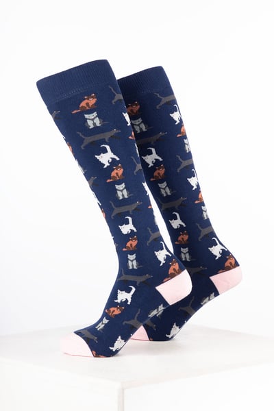 Women’s Animal Welly Socks - Cat Denim