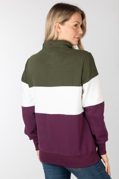 Ladies Sweatshirt - Byland - Cow Olive/White/Berry
