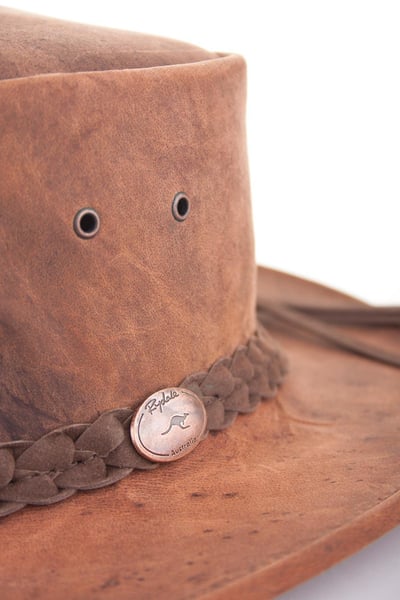 Men's Leather Cowboy Hat - Tobacco