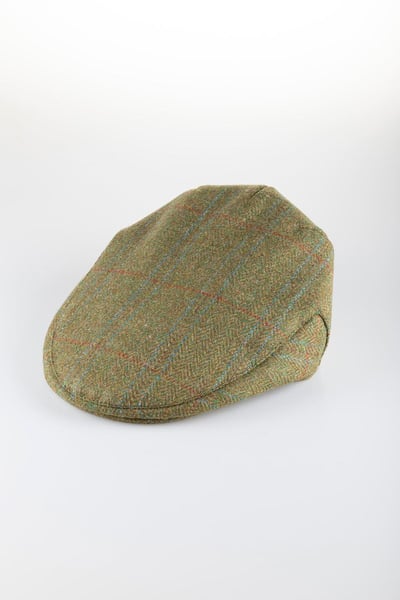 Men's Keepers Tweed Flat Cap - Danby - Green/Blue Check