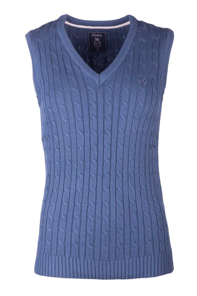 Ladies V Neck Cable Knit Vest- Emma - Mid Navy