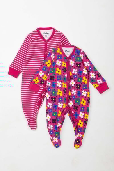 Baby Sleepsuits (2 Pack) - Petal Pink