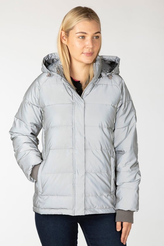 Reflective Puffer Jacket Women  Women Parka Jacket Reflective