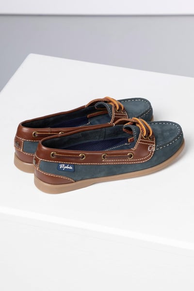 Ladies Low Front Shoes - Cayton II - Navy/Brown
