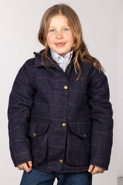 Mädchen-Tweed-Jacke – Wrelton - Marineblauer Tweed