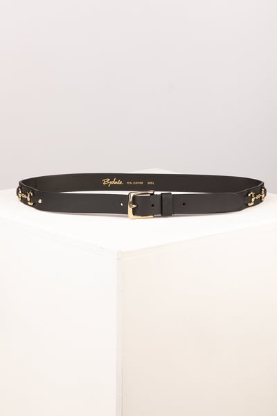 Ladies Leather Snaffle Belt - Lucinda - Waxy Black