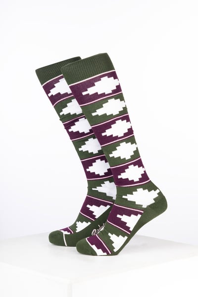 Women’s Bamboo Rich Polo Belt Riding Socks - Polo Dark Olive/Dark Berry/White