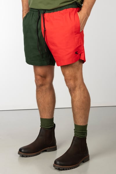 Herren-Rugbyshorts mit Viertelschnitt - Ganton - Rot/Dunkeloliv