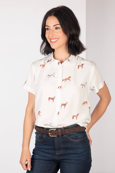 Ladies Floaty Short Sleeved Shirt - Wistow II - Cheval blanc