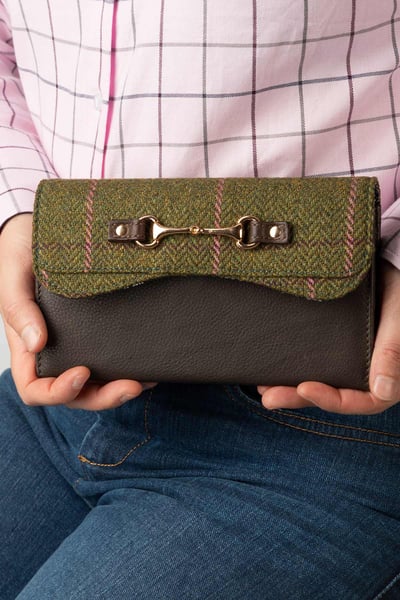 Ladies Tweed Snaffle Purse - Helmsley - Dark Green