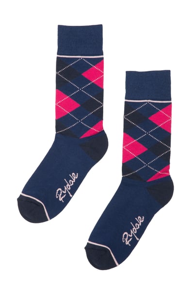 Ladies Argyle Ankle Socks - Navy