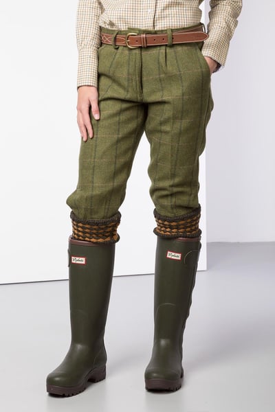 Ladies Tweed Shooting Breeks - Olive/Pink