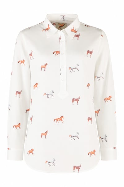 Ladies Printed Overhead Shirt - Wistow II - Horse White