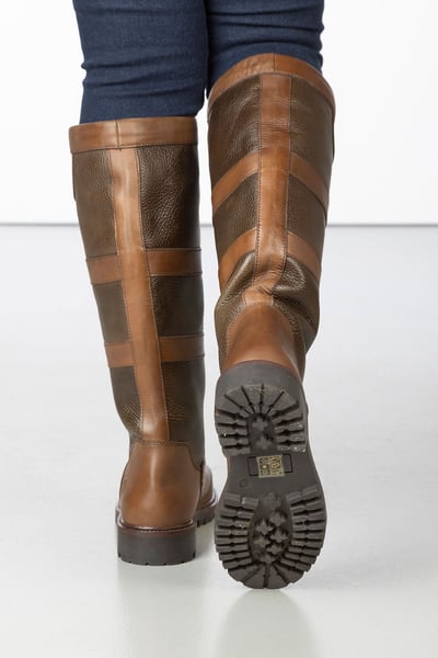 Ladies Tall Leather Boots - Tullymore - Oak