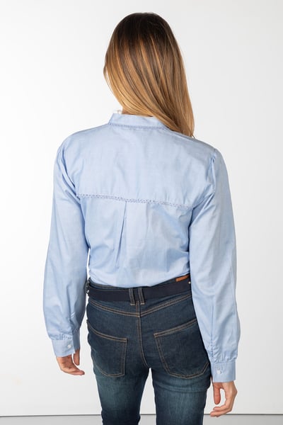 Ladies Collarless Shirt - Ivy - Blue