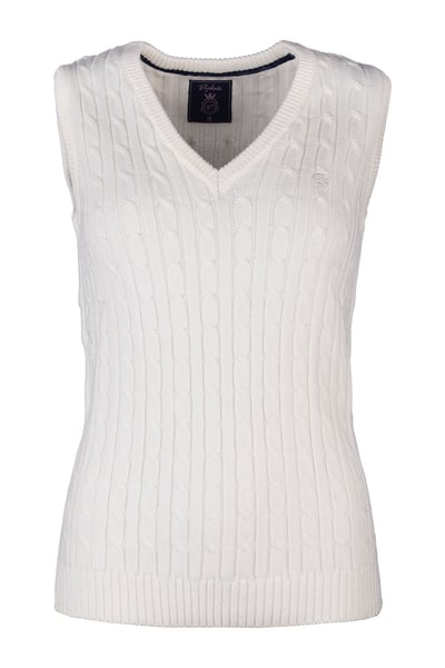 Ladies V Neck Cable Knit Vest- Emma - Cream