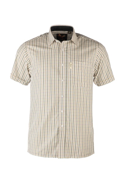 Men's Cotton-Rich Short Sleeved Shirts - Tattersall Green