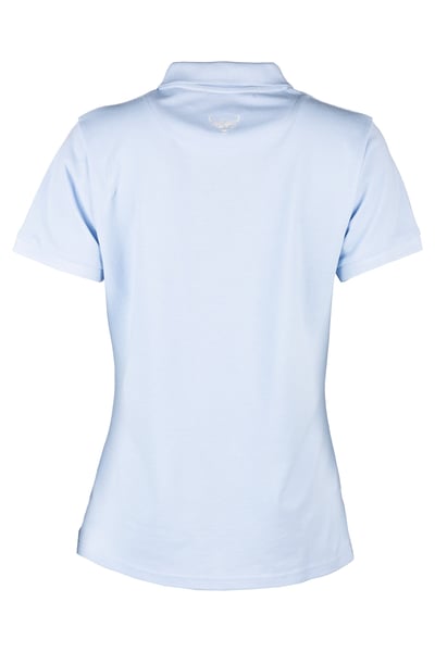Ladies Highland Cow Polo Shirt - Kirby - Soft Blue