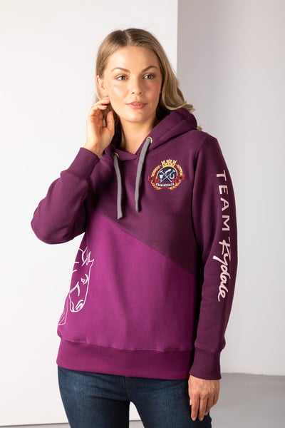 Diagonaler Overhead-Kapuzenpullover für Damen - Zwetschge/Beere