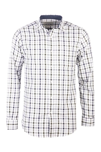 Men's Cotton Twill Country Shirt - Haworth Dark Navy/Olive
