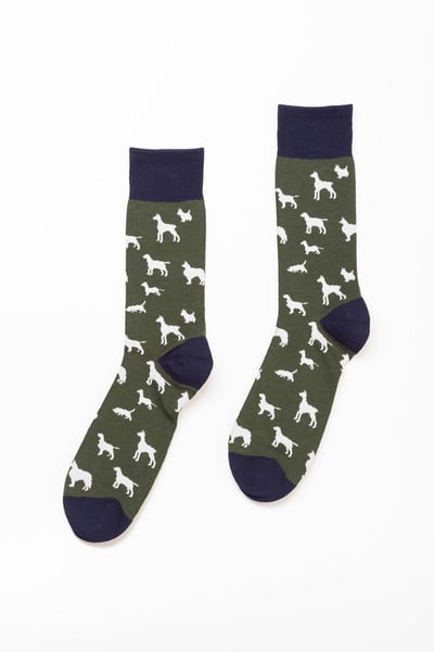 Calcetines de hombre con estampado de varios perros - Caqui