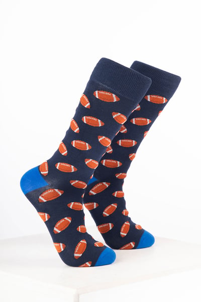 Men’s Bamboo Rich Sports Print Ankle Socks - Rugby Navy