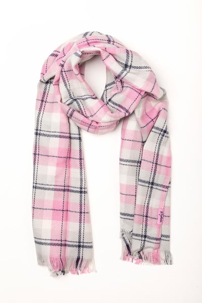 Ladies Checked Scarf - Polly - Pink