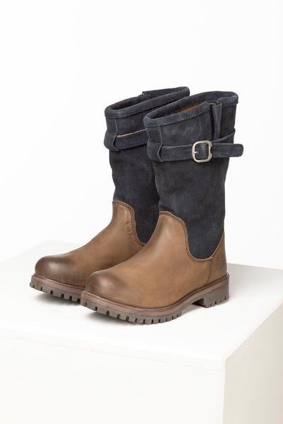 Ladies Short Leather Boots - Whenby - Navy