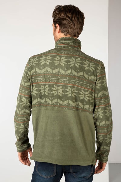 Men's Overhead Fair Isle Fleece - Kelk - Olive