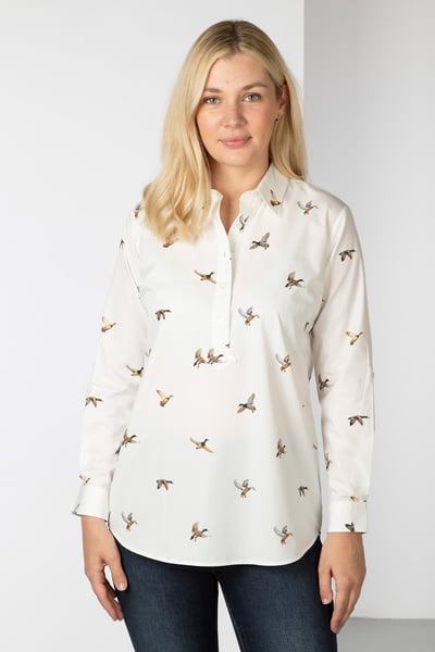 Chemise imprimée pour femme - Wistow - Canards volants blancs