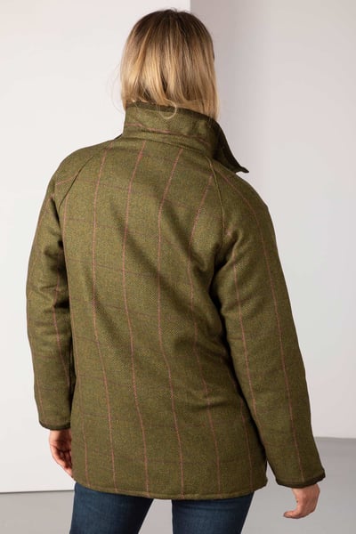 Ladies Long Tweed Coat - Dark Green